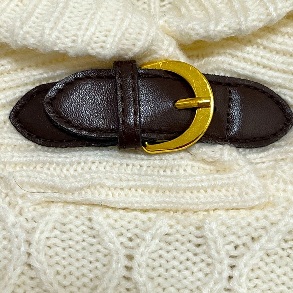 Janie and Jack cream knit equestrian style cape size 6-12 - Picture 3 of 4